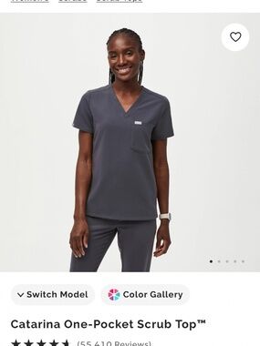 FIGS Catarina One-Pocket Scrub Top charcoal size xs